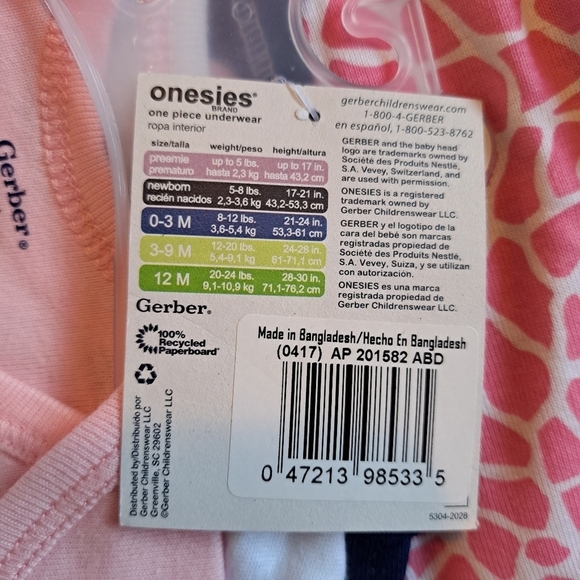 Gerber girls 12 months baby girl bundle 9 diaper shirts, body suits - Picture 4 of 7